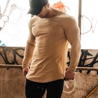 Wholesale khaki long sleeve gym shirt blank men t shirt