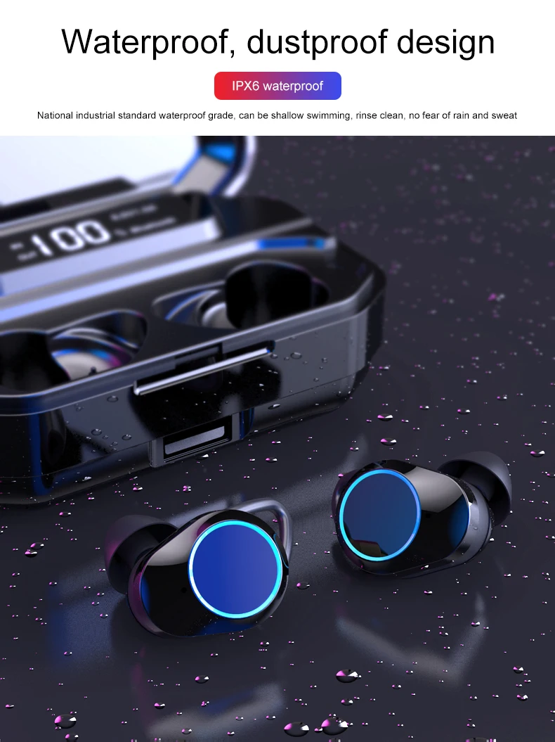 G02 TWS 5.0 Bluetooth 9D Stereo Earphone Wireless Earphones IPX7 Waterproof Earphones 3300mAh LED Smart Power Bank Phone Holder - ANKUX.COM
