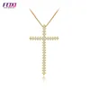 foxi jewelry men women gold plated pendant zircon cross necklace