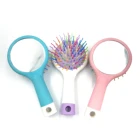 Professional Rainbow Volume S Brush Hair Comb Magic Perm Wave Curly Massage Healthy Hair Brush Comb with mirror