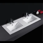 CB1200D Modern Style Above Counter Bathroom Sink Ceramics Washbasin Double Bowl Cabinet Wash Hand Basin