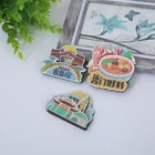 Wholesale custom tourist souvenir logo printing wood refrigerator fridge magnet