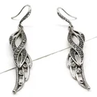Long alloy rhinestone hook earrings new design wing shape unique earrings