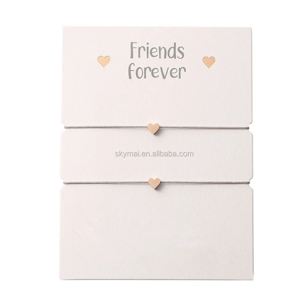 Funcky stainless steel heart make a wish card bracelet braided bracelet custom for friendship bracelets handmade