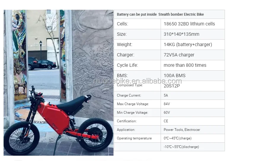 Long cycle 72v 48Ah battery 5000w 8000w electric enduro motorcycle bike hub motor ebike battery