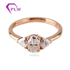 Provence gems Customize 14k rose gold wedding ring 5*7mm oval & pear cut moissanite engagement ring band