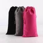 customized logo small mini velvet drawstring pouch flannelette lint string bag flocking bag for jewelry gift packing