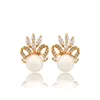91201 High-end grace women jewelry crown shaped imitation pearl stud earrings for wholesale