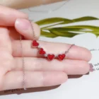 Necklace 2019 Explosion Models Simple 925 Silver Red and Blue LOVE 4 Leaf Clover Chain Necklace Jewelry