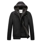 Jacket Leather Fashion Winter Comfortable Hooded Plus Size Jacket Black Warm Hoodie Men Leather Jacket