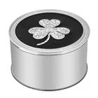 Metal jewelry box wholesale Silver clover trinket box small round packaging box customized