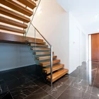 Duplex modern design house floating stairs modern floating indoor stairs with wooden U shape floating stairs