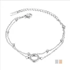 Rose gold titanium steel women's bracelet double bracelet with diamond