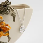925 sterling silver bump texture oval shaped pendant chain necklace