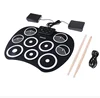 9 pads including Bass Drum, Tom, Snare, Hi-Hat and Crash Cymbal Portable digital electronic roll-up drum