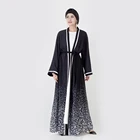 2019 latest design islamic clothing Positioning printed striped abaya Muslim open kimono abaya