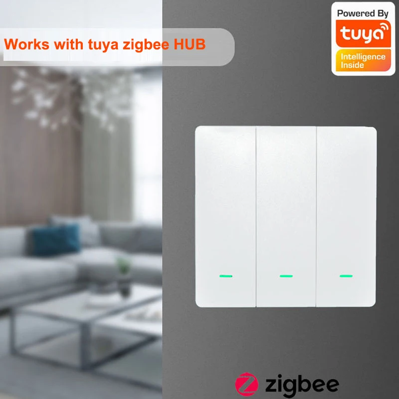 Tuya Zigbee Light Switch 2 Gangs 3 Gangs 1 gang Wall Switches Push Interruptor 110v 220v no neutral switch - ANKUX.COM