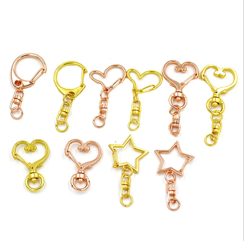 Cute Heart Star Rose Gold Silver Keychains Keyring Accessories For Bag Charm Snap Hook Lobster Clasps Lanyard With Key Holder Buy Bag Charm Woman Men Kids Key Ring Gifts Star Heart Key