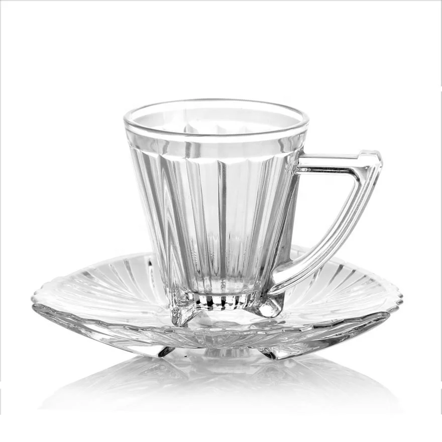 middle east style glass tea cup and saucer set 125ml