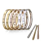 Gold Plated Crystal Chain bracelet for Men Lady Stainless Steel Bracelet bangle bracelet stainless steel Bangle