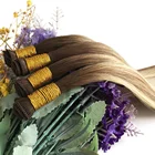 Hot selling hair weaving T4-8/60 wholesale hand tied human hair extensions bayalage