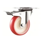 Factory sells Rotating transport equipment industrial caster wheel 4 inch Total lock brake Red PU casters