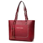 2019 Fashion Big Luxury Leather Tassels Tote Woven Bags Ladies Handbags