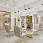Mirror Salon LED Light Barber Shop Mirror Salon Styling Double-sided Big Mirror Station