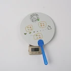 Cheap custom advertising plastic pp hand fan with handle