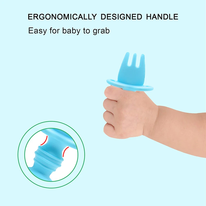 BHD First Stage Led Weaning Utensils Infant Feeding Spoon BPA Free Small Silicone Spoon and Fork for Baby details