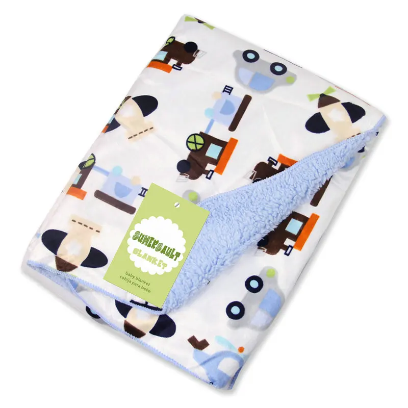 Cute cartoon printed flannel kids baby custom swaddle blankets