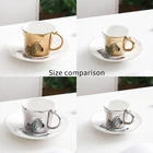 FDA Coffee Cups and Saucers Wholesale Antique Personalised Customised Luxury Ceramic Coffee Tea Mirror Cups and Saucer