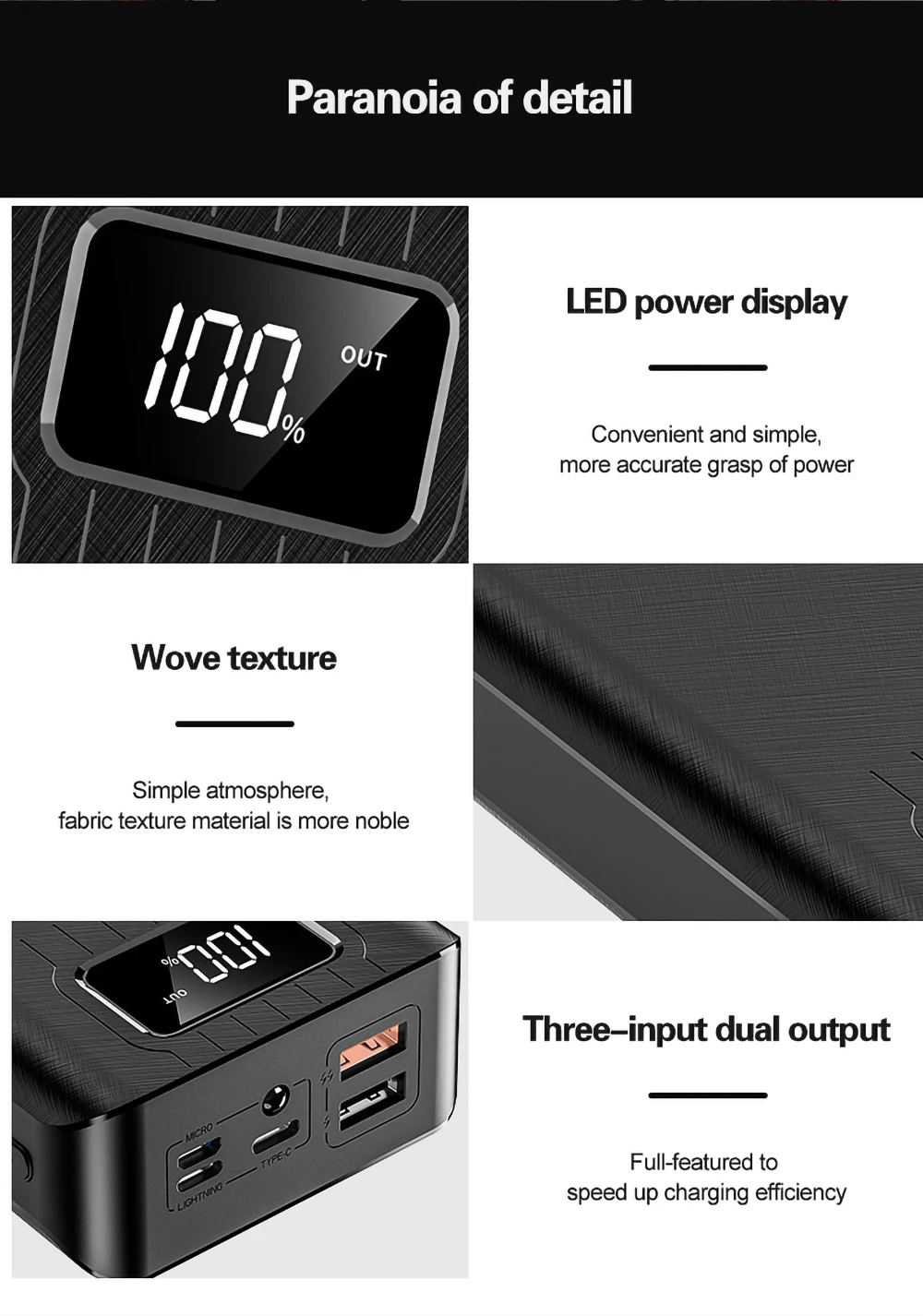 Logo custom led display portable charger battery mobile phone fast charging 30000mah 3 inputs Power+bank for iphone for samsung - ANKUX.COM