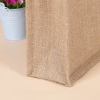 Bamboo handle jute shopping bag eco-friendly material burlap bag customize logo
