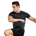 Summer Elastic T-shirt Mens Polyester Spandex Fitted T Shirts Sport Dry Fit Running T Shirt