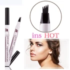 Chemical Waterproof Natural Eyebrow Pen Four-claw Eye Brow Tint Makeup 4 Colors Eyebrow Pencil Brown Black Grey Brush Cosmetics