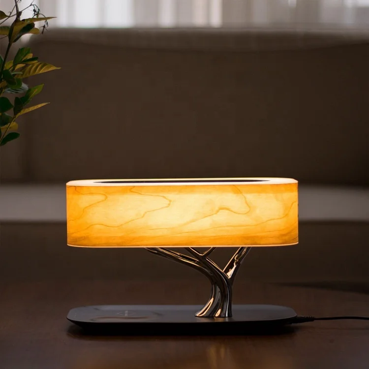 New Arrival Wireless Bluetooth Speaker Bluetooth Wood Craft Table Light