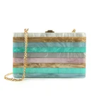 Acrylic multicolour stripe handbags women evening party clutch bag