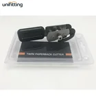 wholesale custom safety utility folding mini pocket paperback sharp steel cutter knife with two cutting fixed blades