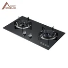 ABLE Black Tempered Glass Cooktop 2 Burners Gas Stove Built in Gas Hob in Shunde
