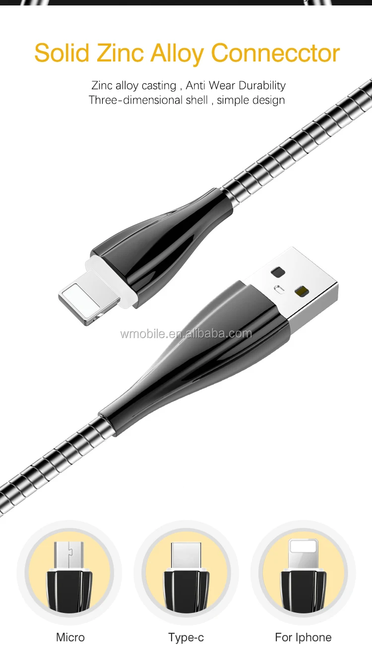 High Speed Metal Spring Micro Usb Charging Cable For Iphone For All Smart Phones - ANKUX.COM