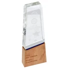 Factory Price Custom Souvenir Crystal Award Plaque Frame Trophy Wooden Base