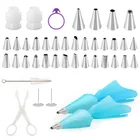 Stainless Steel Pipping Nozzles Tip Set Silicone Icing Cream Pastry Bag Pastry Tube Cake Decoration Bakery Tools