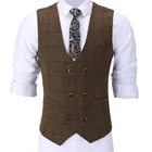 Anti-Wrinkle Casual Slim Fit Men's Suit Vest Mauny Plaid