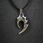 Hot style devil's eye hexagram black leather rope punk necklace