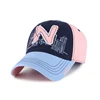 Washed Ladies baseball cap with double layers patch & custom print logo