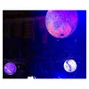 Shiny hanging decoration inflatable LED planets balloon for fashion show