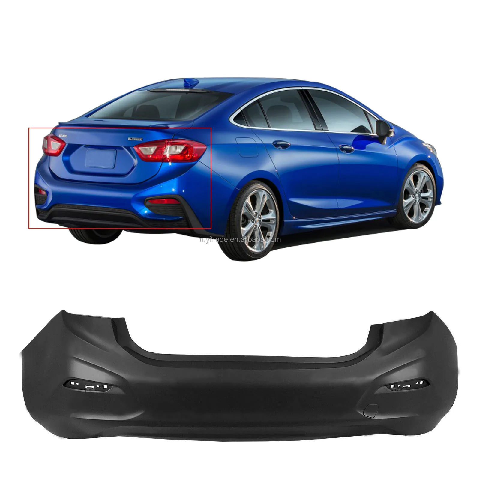 Primered Rear Bumper Cover Replacement For 2016 2017 2018 Chevy Cruze