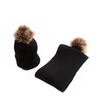 Wholesale fashion custom printed baby beanie knit with pom acrylic scarf and hat set