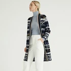 Coat Luxury Wool Cashmere Blend Long Length Autumn Winter Geometric Patterns Wool Coat For Ladies